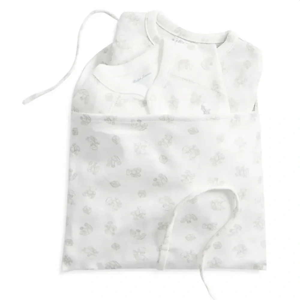 Ralph Lauren Baby's 3-Piece Organic Cotton Toy Print Gift Set Quartz Heather